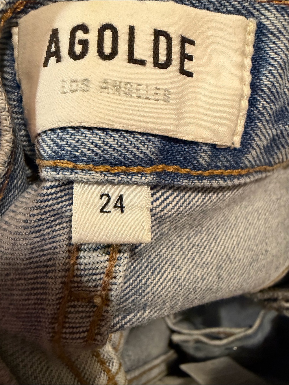 Agolde Jeans 90s Mid Rise Loose Fit in Snapshot Straight Blue Denim Casual 24 - Picture 8 of 8